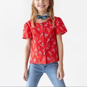 ZARA red floral blouse